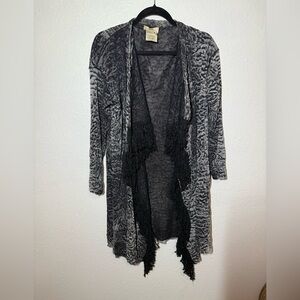 Fuzzi of Jean Paul Gaultier Black Animal Print Mesh Long Cardigan L